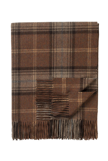 Classic Check Escorial Wool Throw - Brown x Fawn